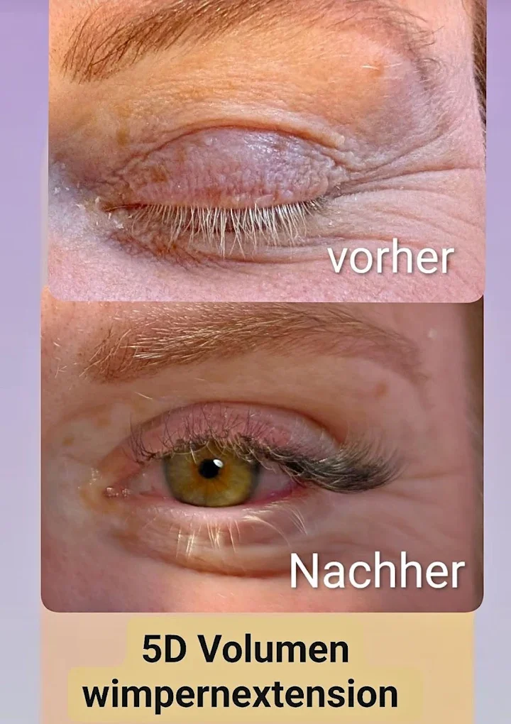 5D-Volumen-Wimpernverlängerung, Vorher-Nachher-Vergleich